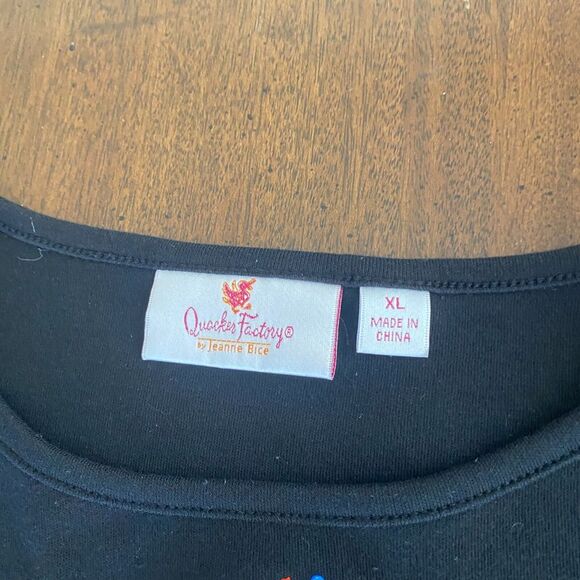 Quacker Factory T-Shirt Women's XL Black Ice Cream Cotton Embellished Embroidery - Picture 11 of 16